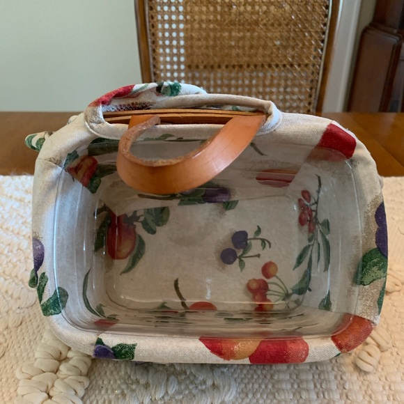 Longaberger Rectangle Hanging Basket with Leather Strap, Liner and Protector - Picture 2 of 10